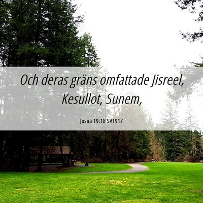 Picture 06 - Josua 19:18 SV1917 - Och deras gräns omfattade Jisreel, Kesullot, - Bible Verse Picture