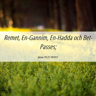 Picture 06 - Josua 19:21 SV1917 - Remet, En-Gannim, En-Hadda och - Bible Verse Picture