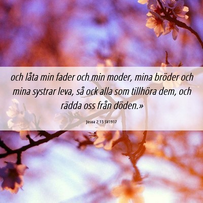 Picture 06 - Josua 2:13 SV1917 - och låta min fader och min moder, mina bröder - Bible Verse Picture