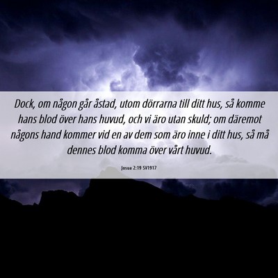 Picture 06 - Josua 2:19 SV1917 - Dock, om någon går åstad, utom dörrarna till - Bible Verse Picture