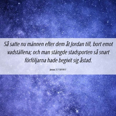 Picture 06 - Josua 2:7 SV1917 - Så satte nu männen efter dem åt Jordan till, - Bible Verse Picture