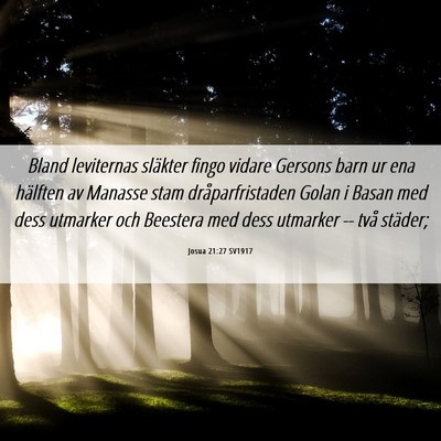 Picture 06 - Josua 21:27 SV1917 - Bland leviternas släkter fingo vidare Gersons - Bible Verse Picture