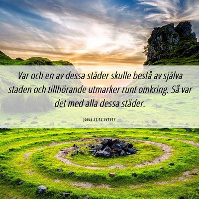 Picture 06 - Josua 21:42 SV1917 - Var och en av dessa städer skulle bestå av - Bible Verse Picture