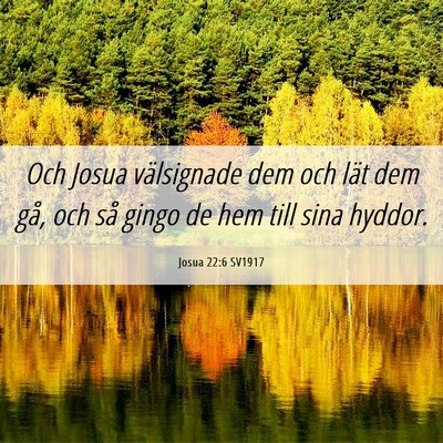Picture 06 - Josua 22:6 SV1917 - Och Josua välsignade dem och lät dem gå, och - Bible Verse Picture