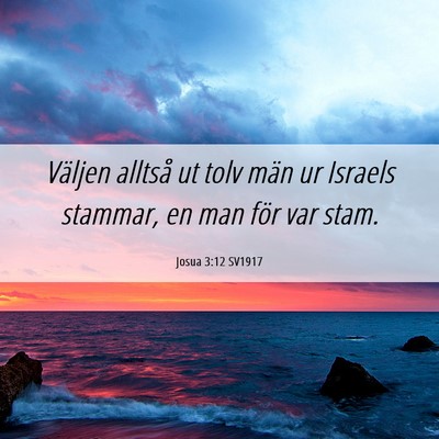 Picture 06 - Josua 3:12 SV1917 - Väljen alltså ut tolv män ur Israels stammar, - Bible Verse Picture