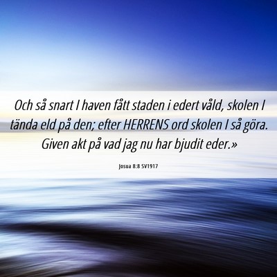 Picture 06 - Josua 8:8 SV1917 - Och så snart I haven fått staden i edert våld, - Bible Verse Picture