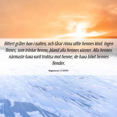 Picture 06 - Klagovisorna 1:2 SV1917 - Bittert gråter hon i natten, och tårar rinna - Bible Verse Picture