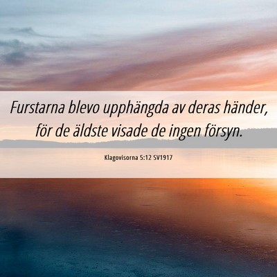 Picture 06 - Klagovisorna 5:12 SV1917 - Furstarna blevo upphängda av deras händer, för - Bible Verse Picture