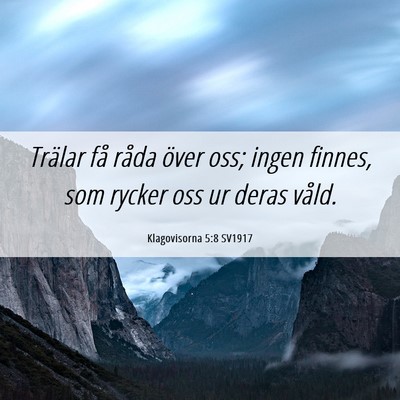 Picture 06 - Klagovisorna 5:8 SV1917 - Trälar få råda över oss; ingen finnes, som - Bible Verse Picture