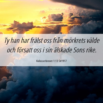 Picture 06 - Kolosserbrevet 1:13 SV1917 - Ty han har frälst oss från mörkrets välde och - Bible Verse Picture