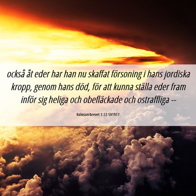 Picture 06 - Kolosserbrevet 1:22 SV1917 - också åt eder har han nu skaffat försoning i - Bible Verse Picture