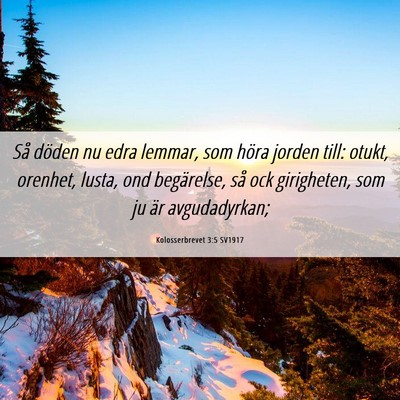 Picture 06 - Kolosserbrevet 3:5 SV1917 - Så döden nu edra lemmar, som höra jorden till: - Bible Verse Picture