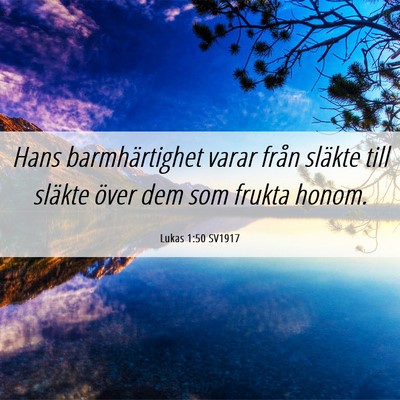 Picture 06 - Lukas 1:50 SV1917 - Hans barmhärtighet varar från släkte till - Bible Verse Picture