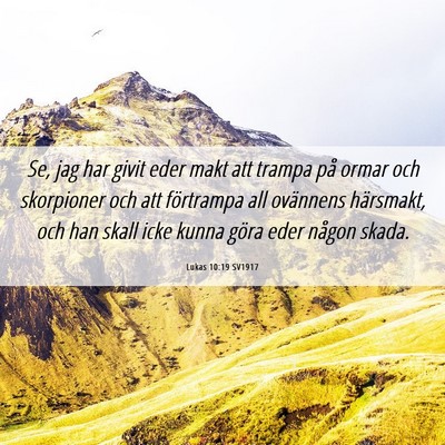 Picture 06 - Lukas 10:19 SV1917 - Se, jag har givit eder makt att trampa på ormar - Bible Verse Picture