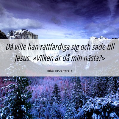 Picture 06 - Lukas 10:29 SV1917 - Då ville han rättfärdiga sig och sade till - Bible Verse Picture