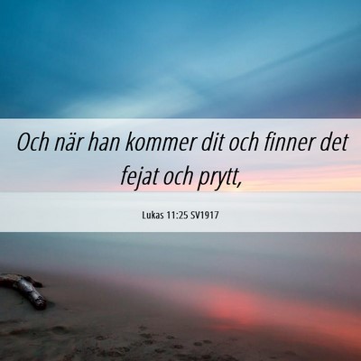 Picture 06 - Lukas 11:25 SV1917 - Och när han kommer dit och finner det fejat och - Bible Verse Picture
