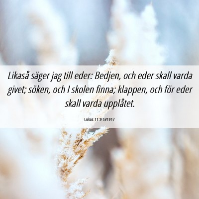 Picture 06 - Lukas 11:9 SV1917 - Likaså säger jag till eder: Bedjen, och eder - Bible Verse Picture