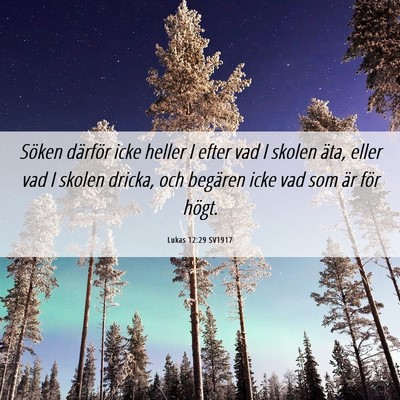 Picture 06 - Lukas 12:29 SV1917 - Söken därför icke heller I efter vad I skolen - Bible Verse Picture