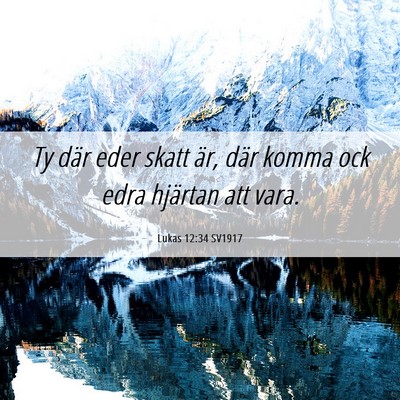 Picture 06 - Lukas 12:34 SV1917 - Ty där eder skatt är, där komma ock edra - Bible Verse Picture