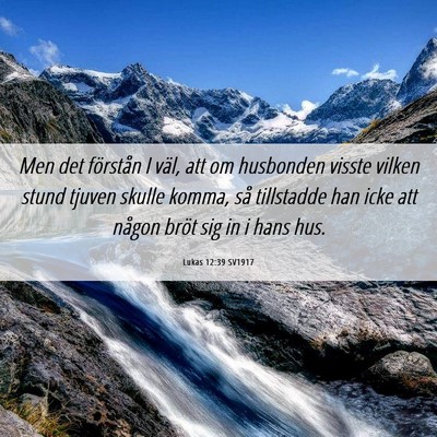 Picture 06 - Lukas 12:39 SV1917 - Men det förstån I väl, att om husbonden visste - Bible Verse Picture