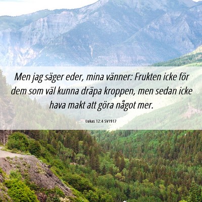 Picture 06 - Lukas 12:4 SV1917 - Men jag säger eder, mina vänner: Frukten icke - Bible Verse Picture