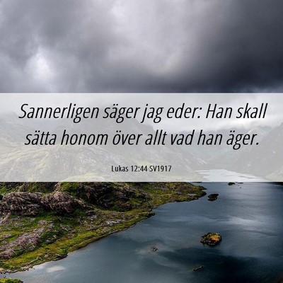 Picture 06 - Lukas 12:44 SV1917 - Sannerligen säger jag eder: Han skall sätta - Bible Verse Picture