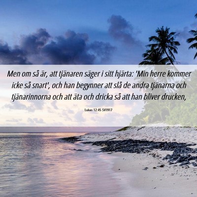 Picture 06 - Lukas 12:45 SV1917 - Men om så är, att tjänaren säger i sitt - Bible Verse Picture