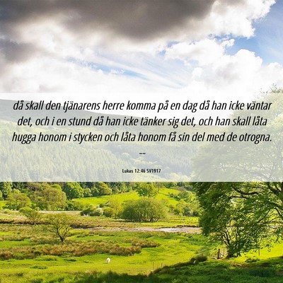 Picture 06 - Lukas 12:46 SV1917 - då skall den tjänarens herre komma på en dag - Bible Verse Picture