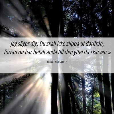 Picture 06 - Lukas 12:59 SV1917 - Jag säger dig: Du skall icke slippa ut - Bible Verse Picture