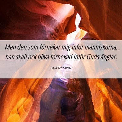 Picture 06 - Lukas 12:9 SV1917 - Men den som förnekar mig inför människorna, - Bible Verse Picture
