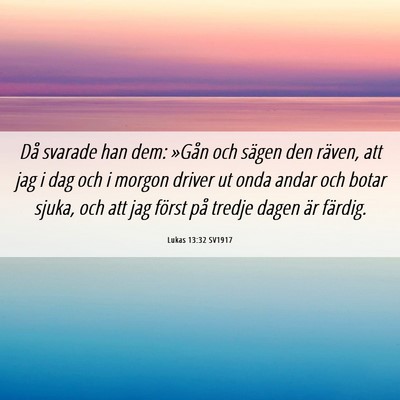 Picture 06 - Lukas 13:32 SV1917 - Då svarade han dem: »Gån och sägen den - Bible Verse Picture