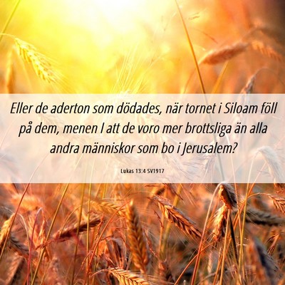 Picture 06 - Lukas 13:4 SV1917 - Eller de aderton som dödades, när tornet i - Bible Verse Picture