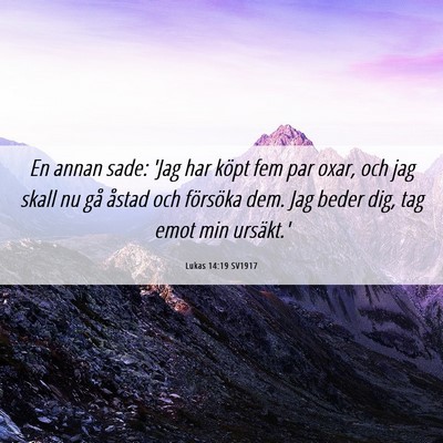 Picture 06 - Lukas 14:19 SV1917 - En annan sade: 'Jag har köpt fem par oxar, och - Bible Verse Picture