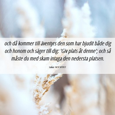Picture 06 - Lukas 14:9 SV1917 - och då kommer till äventyrs den som har bjudit - Bible Verse Picture