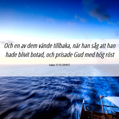 Picture 06 - Lukas 17:15 SV1917 - Och en av dem vände tillbaka, när han såg att - Bible Verse Picture