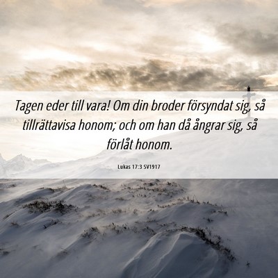 Picture 06 - Lukas 17:3 SV1917 - Tagen eder till vara! Om din broder försyndat - Bible Verse Picture