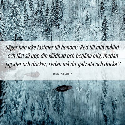 Picture 06 - Lukas 17:8 SV1917 - Säger han icke fastmer till honom: 'Red till min - Bible Verse Picture