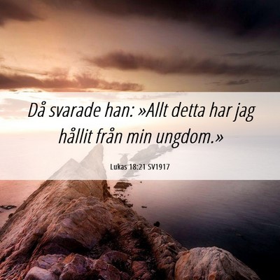 Picture 06 - Lukas 18:21 SV1917 - Då svarade han: »Allt detta har jag hållit - Bible Verse Picture