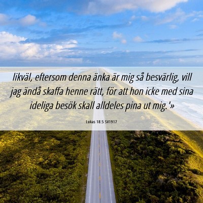 Picture 06 - Lukas 18:5 SV1917 - likväl, eftersom denna änka är mig så - Bible Verse Picture