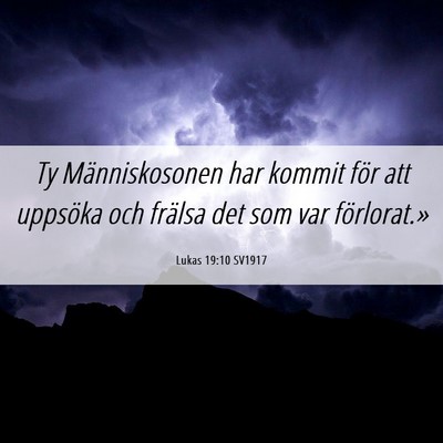 Picture 06 - Lukas 19:10 SV1917 - Ty Människosonen har kommit för att uppsöka - Bible Verse Picture