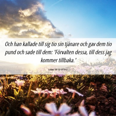 Picture 06 - Lukas 19:13 SV1917 - Och han kallade till sig tio sin tjänare och gav - Bible Verse Picture