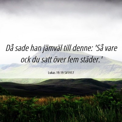 Picture 06 - Lukas 19:19 SV1917 - Då sade han jämväl till denne: 'Så vare ock - Bible Verse Picture