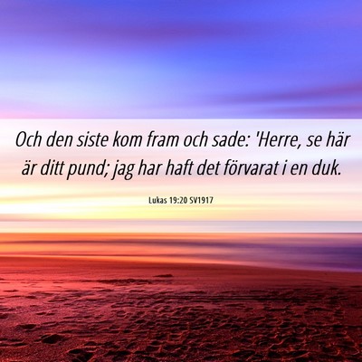 Picture 06 - Lukas 19:20 SV1917 - Och den siste kom fram och sade: 'Herre, se här - Bible Verse Picture