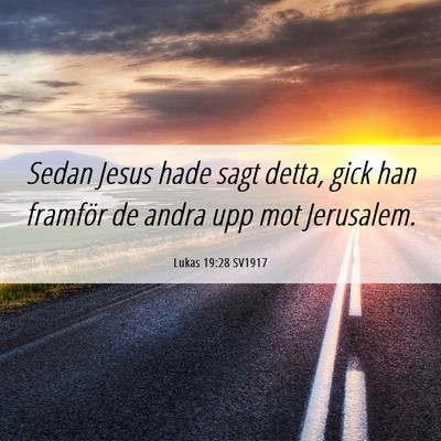 Picture 06 - Lukas 19:28 SV1917 - Sedan Jesus hade sagt detta, gick han framför de - Bible Verse Picture
