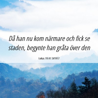 Picture 06 - Lukas 19:41 SV1917 - Då han nu kom närmare och fick se staden, - Bible Verse Picture