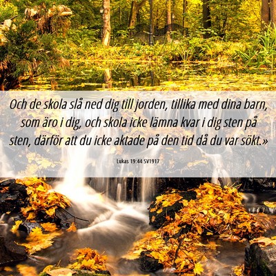 Picture 06 - Lukas 19:44 SV1917 - Och de skola slå ned dig till jorden, tillika - Bible Verse Picture