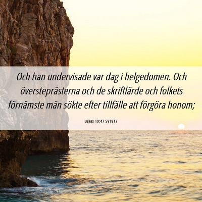 Picture 06 - Lukas 19:47 SV1917 - Och han undervisade var dag i helgedomen. Och - Bible Verse Picture