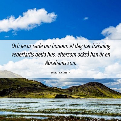 Picture 06 - Lukas 19:9 SV1917 - Och Jesus sade om honom: »I dag har frälsning - Bible Verse Picture