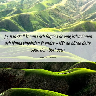 Picture 06 - Lukas 20:16 SV1917 - Jo, han skall komma och förgöra de - Bible Verse Picture