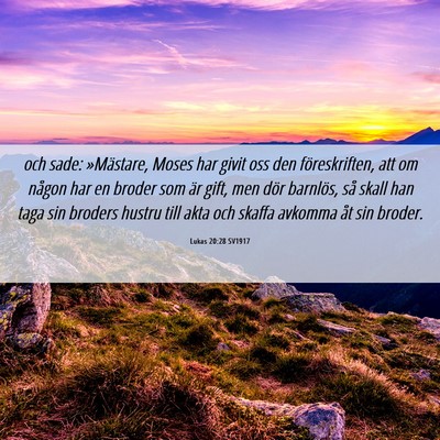 Picture 06 - Lukas 20:28 SV1917 - och sade: »Mästare, Moses har givit oss den - Bible Verse Picture